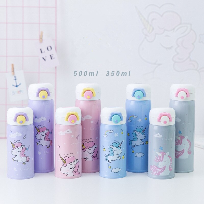 Travel Coffee Thermos with Unicorn Print