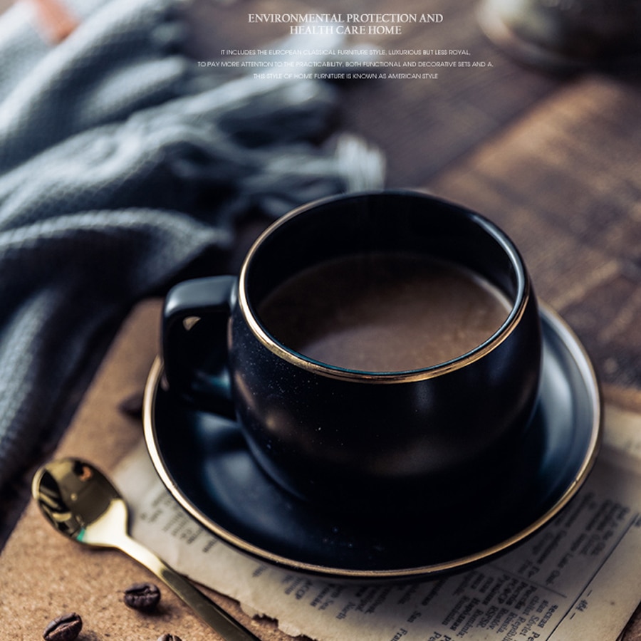 Coffee Cup and Saucer in Black